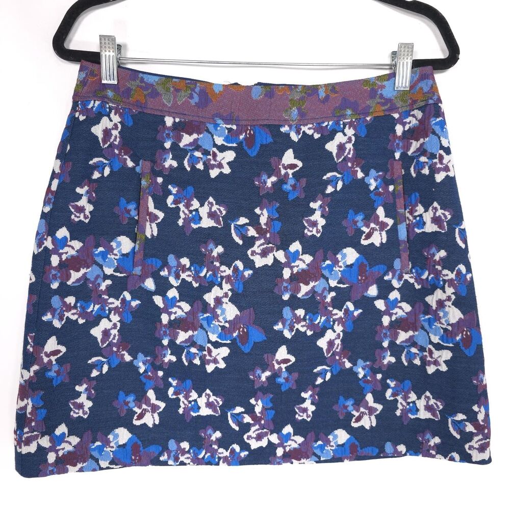 ANTHROPOLOGIE Maeve New Cardana Floral Mini A-Line Skirt Pockets Size 8